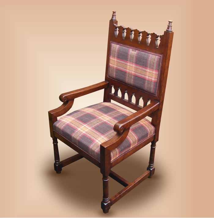 SC10437 OC17 Upholstered Gothic Arm Chair
