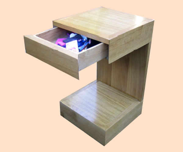 SC7034 Contemporary oak bedside cabinet with drawer